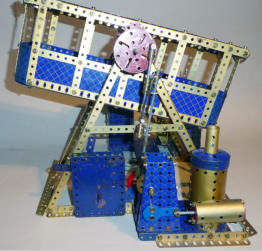 Meccano giant swing boat side view showing motor