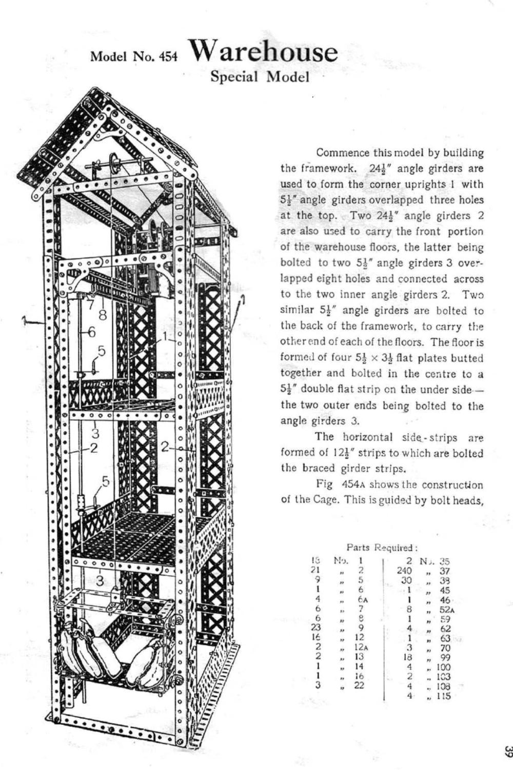 MECCANO Feuille d'instructions 19A construction des Supers Modèles lot1