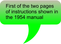 First of the two pages  of instructions shown in  the 1954 manual
